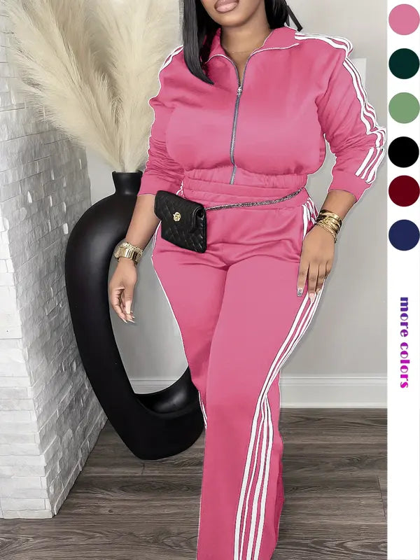 Ensemble survêtement femme, veste zippée à manches longues et pantalon décontracté pour le printemps et l'automne, vêtements femme pour usage quotidien