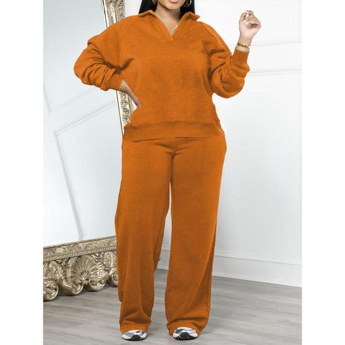 Ensemble de survêtement uni à manches longues et pantalon taille coulissée pour femme, tenue deux pièces décontractée et confortable pour le quotidien et l'extérieur, vêtements pour femme pour toutes les saisons