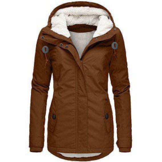 Parka d'hiver en coton épais avec doublure en polaire, manteau chaud à capuche mi-long, coupe ajustée, manches longues, en fausse fourrure noire, pour un style élégant et décontracté - Vestes