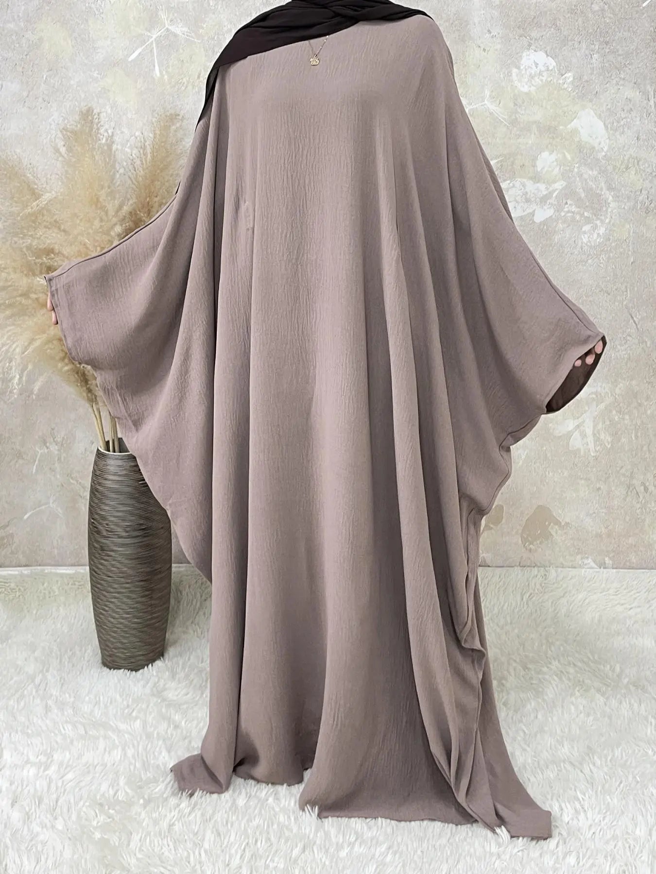 [Grandes Tailles] Abaya unie pour femmes, robe modeste à col rond et manches longues pour le quotidien, vêtements islamiques pour femmes pour toutes les saisons