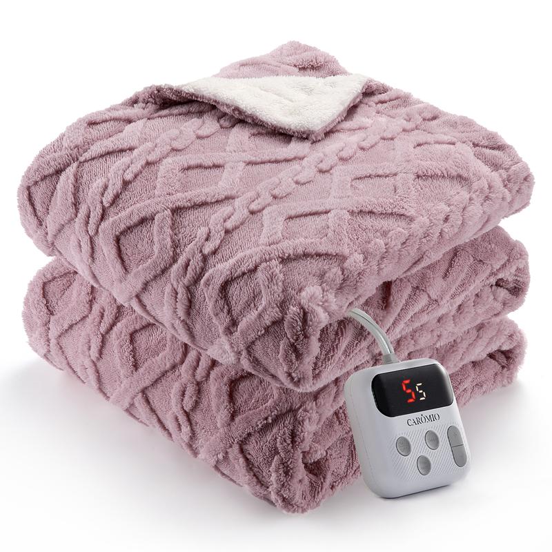 Couverture chauffante – Plaid chauffant électrique en Sherpa épais et touffeté avec 10 niveaux de chauffage et 10 réglages de temps, couverture chauffante lavable en machine et certifiée ETL pour un chauffage rapide, 50