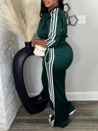 Women's Tracksuit Set, Casual Long Sleeve Zip Up Jacket & Pants Set for Spring & Fall, Women's Clothes for Daily Wear