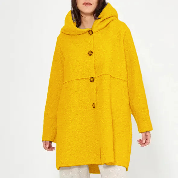 Manteau à capuche boutonnable pour femme automne/hiver, élégant et polyvalent, adapté à diverses occasions.