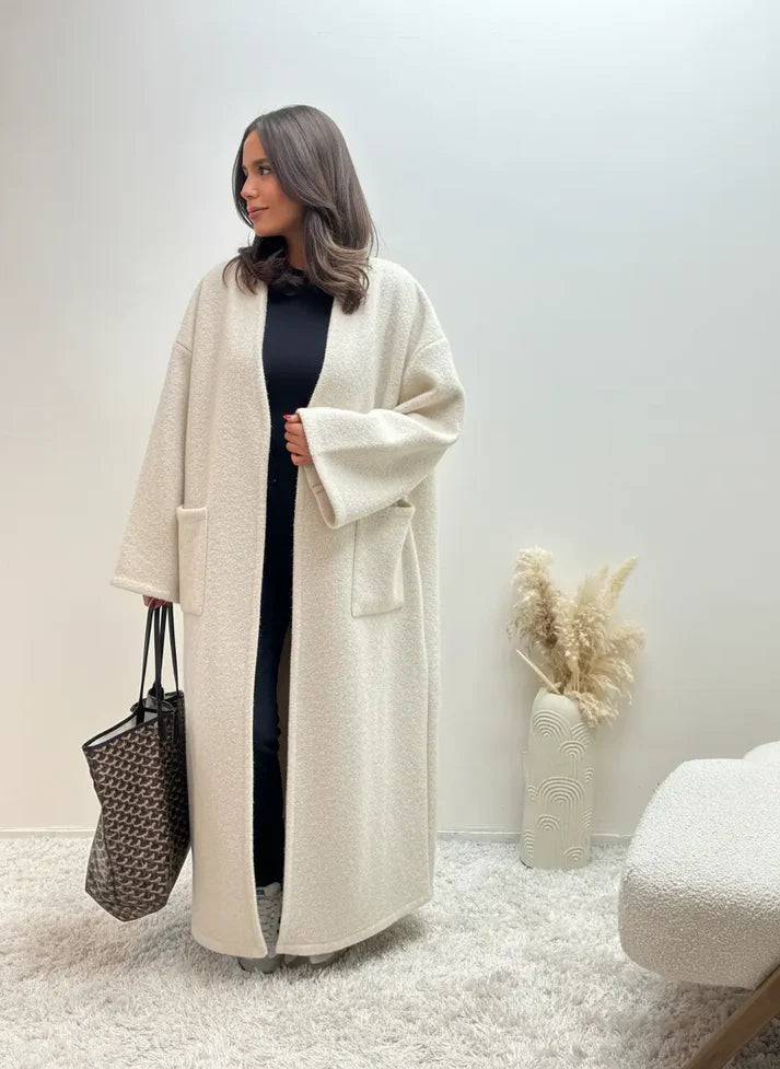 Manteau oversize coupe droite avec deux poches pour femme