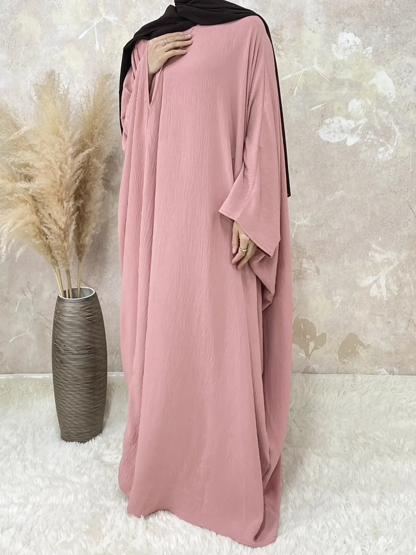 [Grandes Tailles] Abaya unie pour femmes, robe modeste à col rond et manches longues pour le quotidien, vêtements islamiques pour femmes pour toutes les saisons