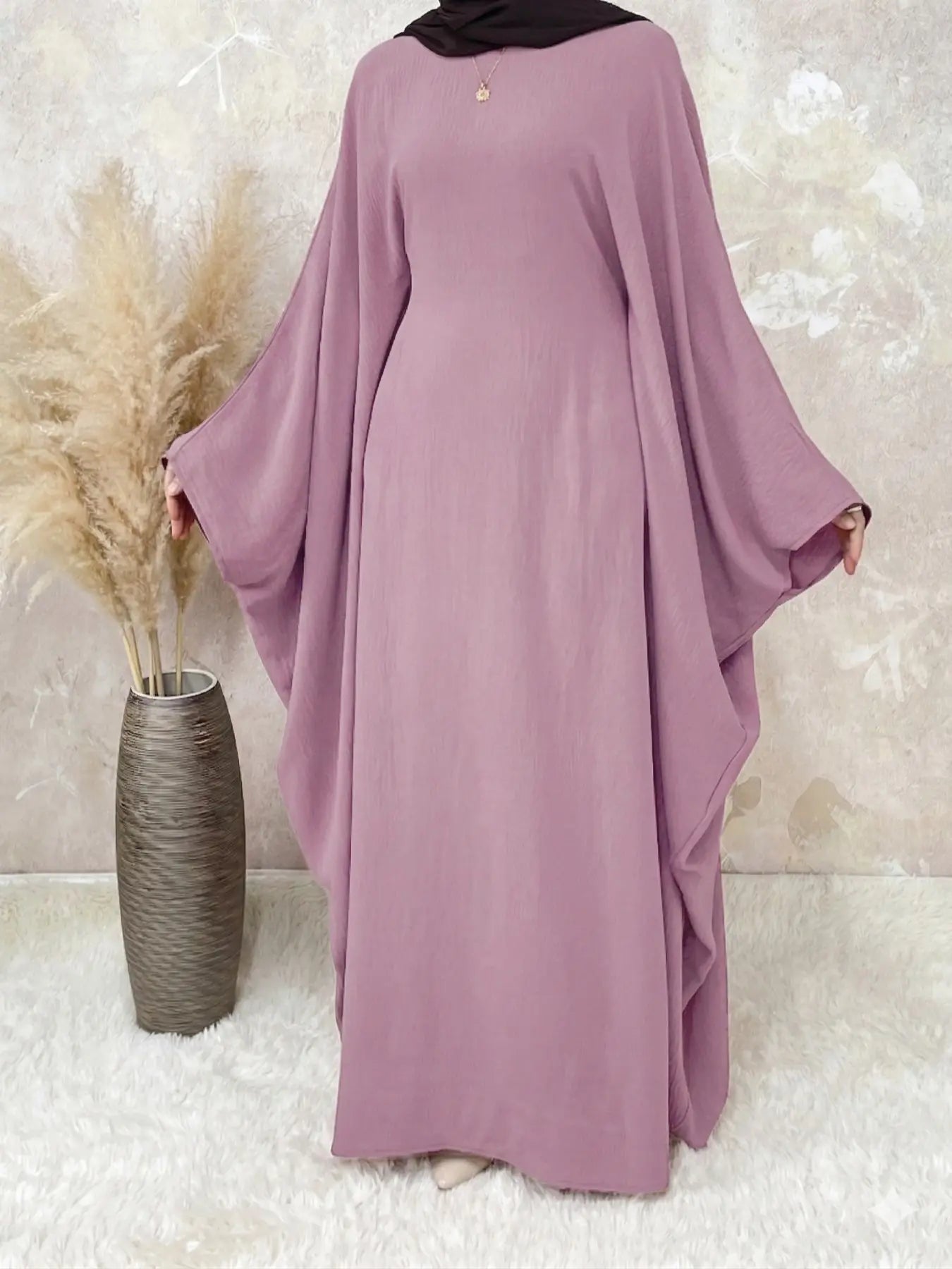 [Grandes Tailles] Abaya unie pour femmes, robe modeste à col rond et manches longues pour le quotidien, vêtements islamiques pour femmes pour toutes les saisons