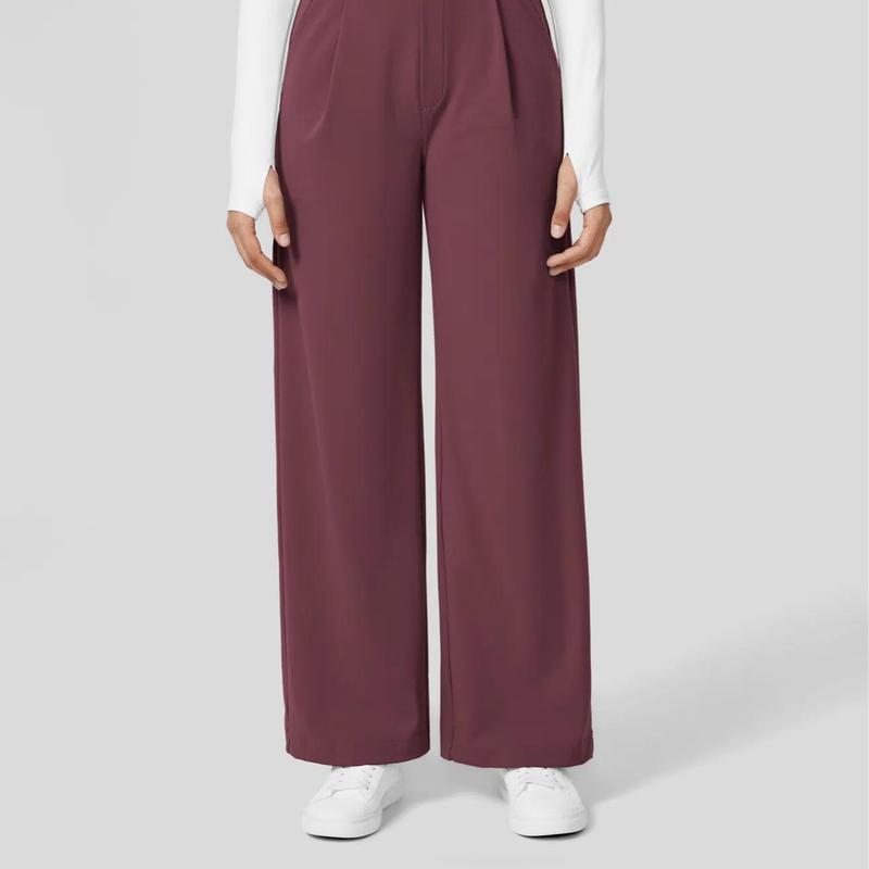 Pantalon de travail droit taille haute avec poches, Tenues d'affaires décontractées pour femmes, Vêtements de sport et de plein air pour femmes
