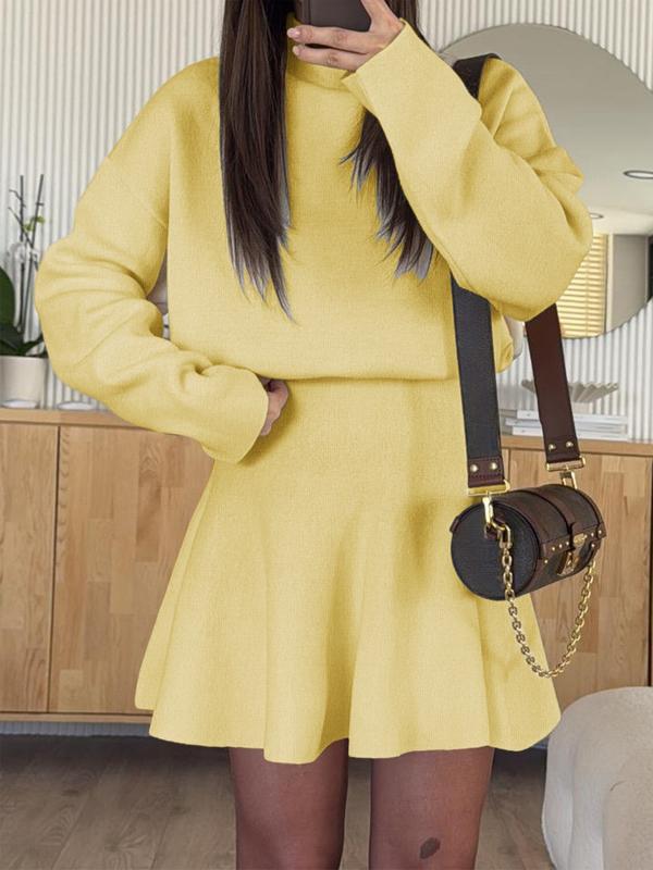 Robe pull décontractée à col mi-montant et manches longues pour femme, robe pull ample de couleur unie, mode automne et hiver
