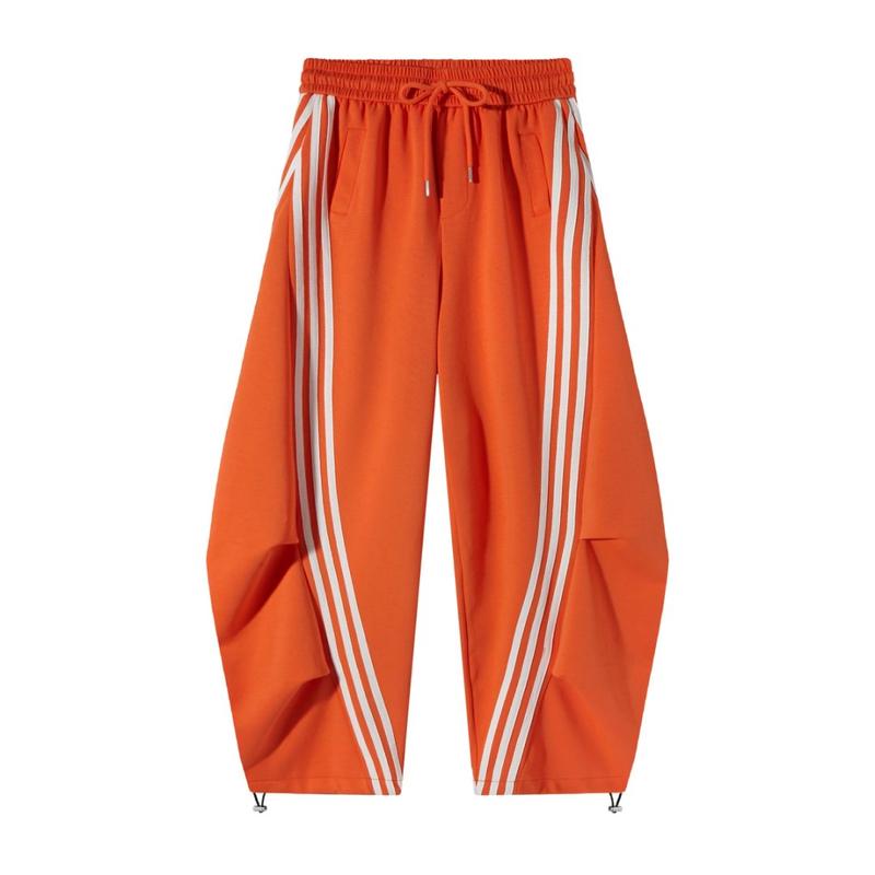 Pantalon de survêtement large et ample rayé pour femme, coupe décontractée, avec taille élastique et poches latérales pour vêtements de sport