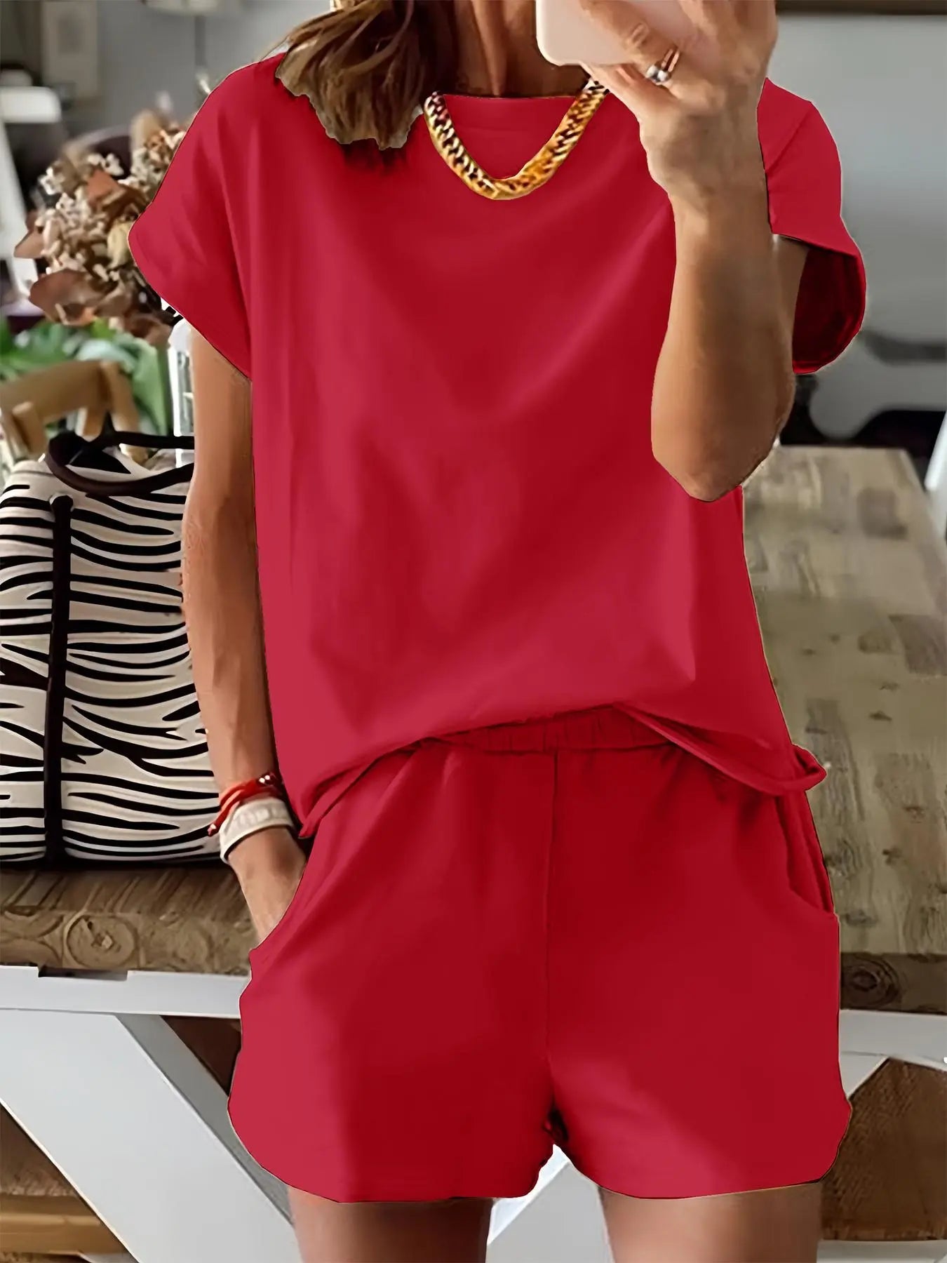 Ensemble deux pièces imprimé lettre pour femme, t-shirt décontracté à manches courtes et pantalon de survêtement pour l'été, vêtements quotidiens pour femme