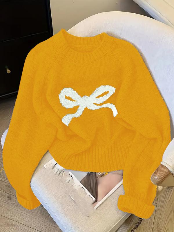 Pull en maille élégant avec nœud pour femme, mode douce automne-hiver, haut pull décontracté épais, design unique, vêtement d'extérieur polyvalent