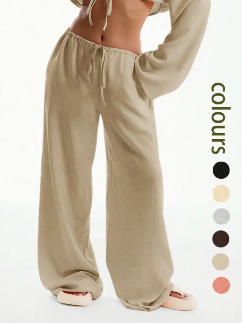 Pantalon uni avec poches pour femme