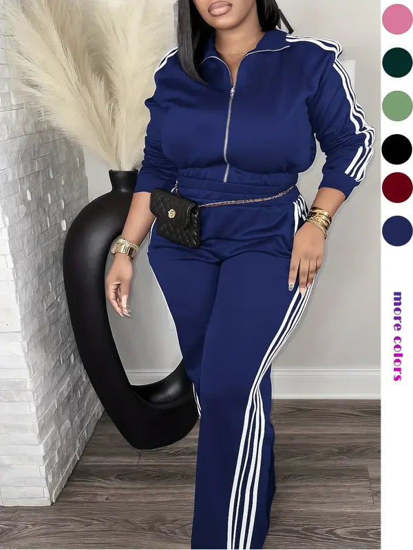 Ensemble survêtement femme, veste zippée à manches longues et pantalon décontracté pour le printemps et l'automne, vêtements femme pour usage quotidien