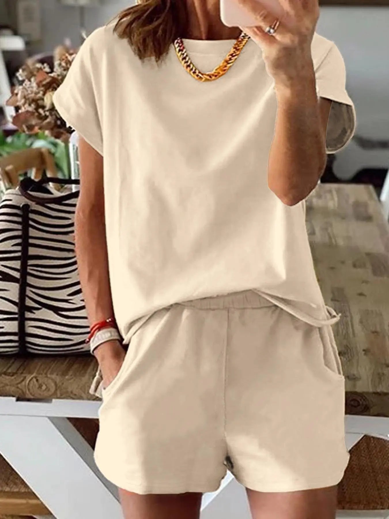 Ensemble deux pièces imprimé lettre pour femme, t-shirt décontracté à manches courtes et pantalon de survêtement pour l'été, vêtements quotidiens pour femme