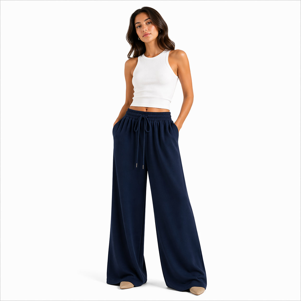 Fluid palazzo trousers – Elegant wide cut, elasticated waist