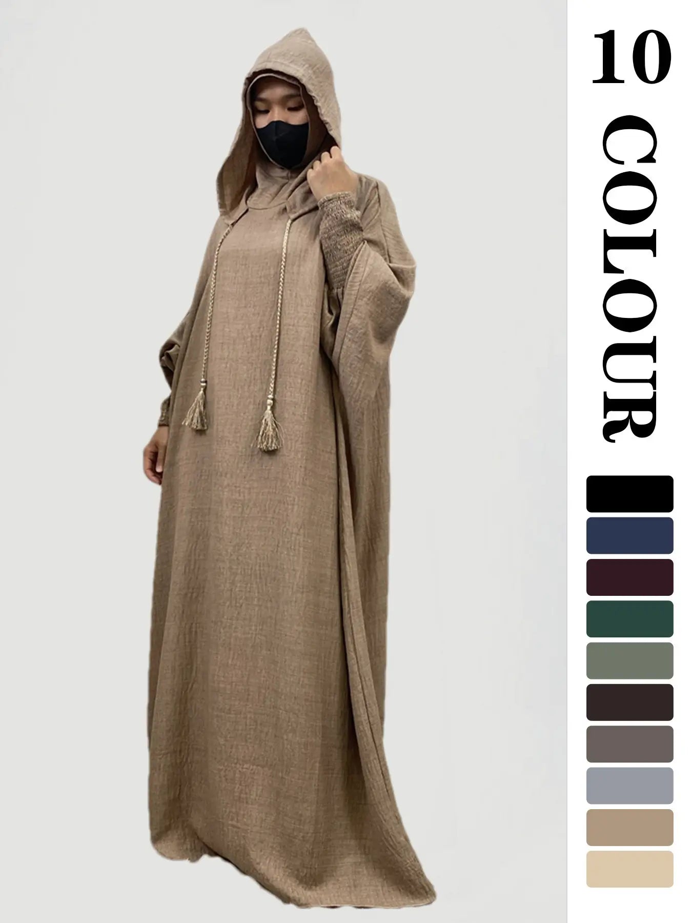 Robe unie à capuche pour femme, robe décontractée à manches longues pour l'automne et l'hiver, vêtements islamiques pour femme à porter au quotidien, vêtements modestes musulmans