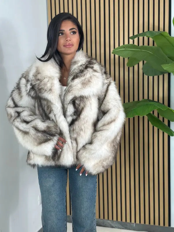 Veste en fausse fourrure unie pour femme, manteau décontracté à col et manches longues pour l'automne et l'hiver, vêtements quotidiens pour femme, hauts mignons