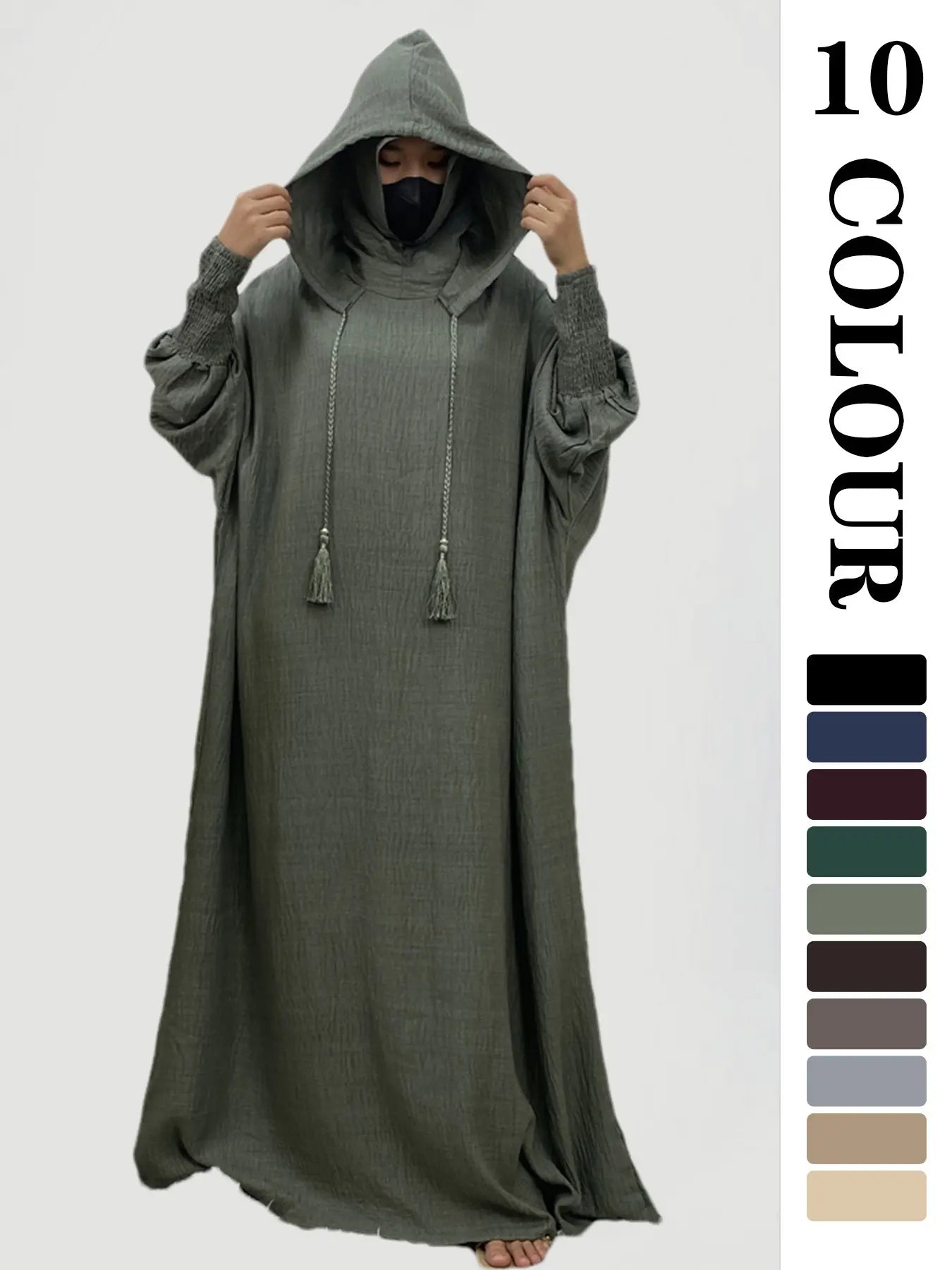 Robe unie à capuche pour femme, robe décontractée à manches longues pour l'automne et l'hiver, vêtements islamiques pour femme à porter au quotidien, vêtements modestes musulmans
