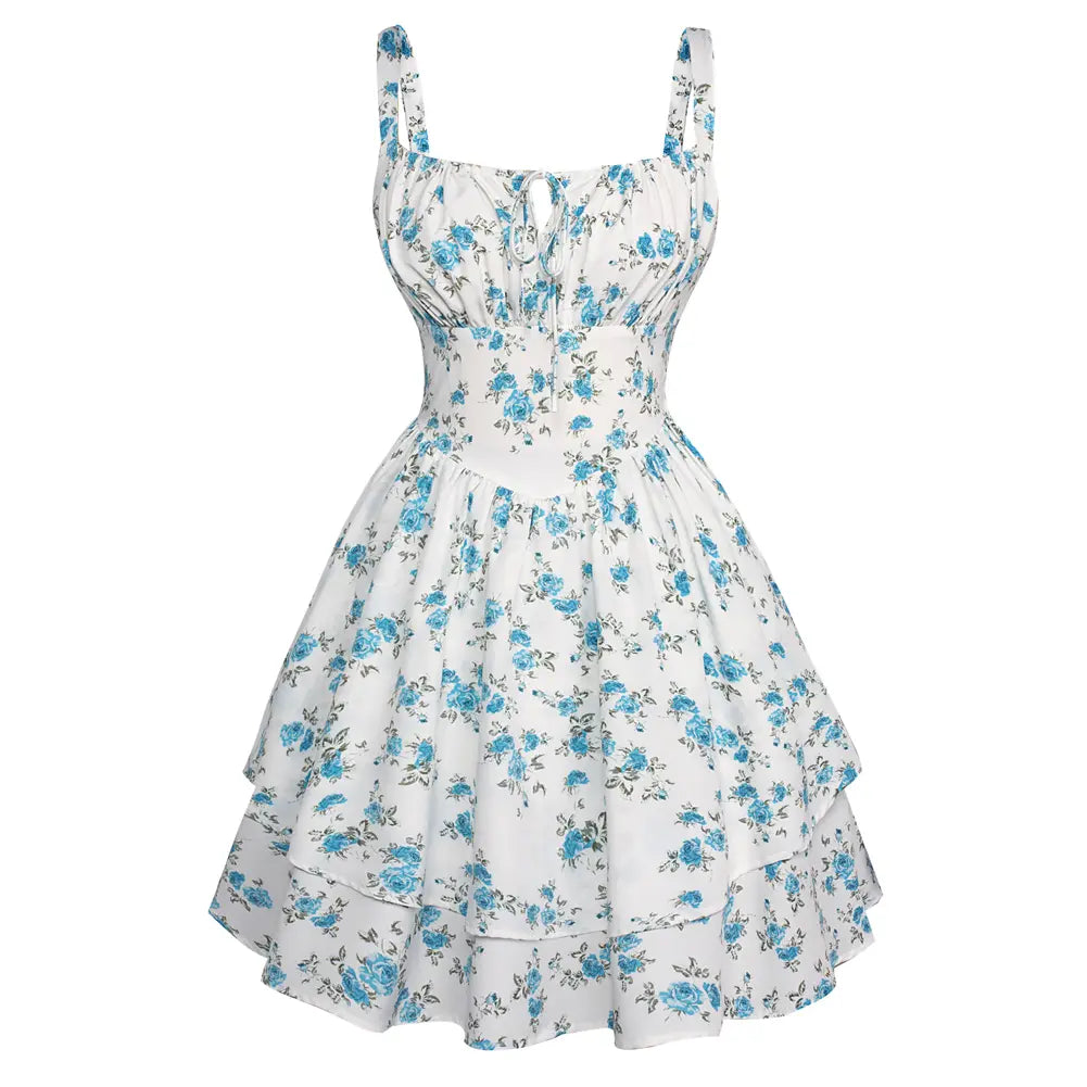 Mini-robe Corset Fleurie, Style Décontracté et Vacances