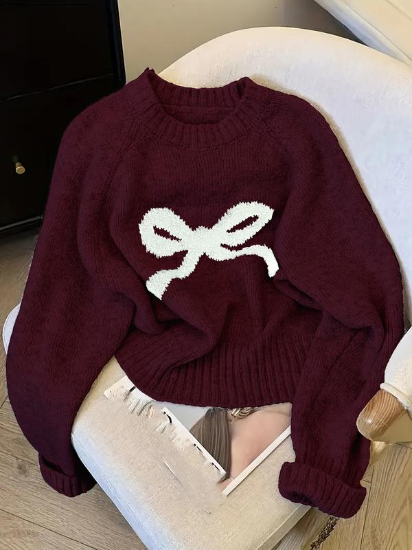 Pull en maille élégant avec nœud pour femme, mode douce automne-hiver, haut pull décontracté épais, design unique, vêtement d'extérieur polyvalent