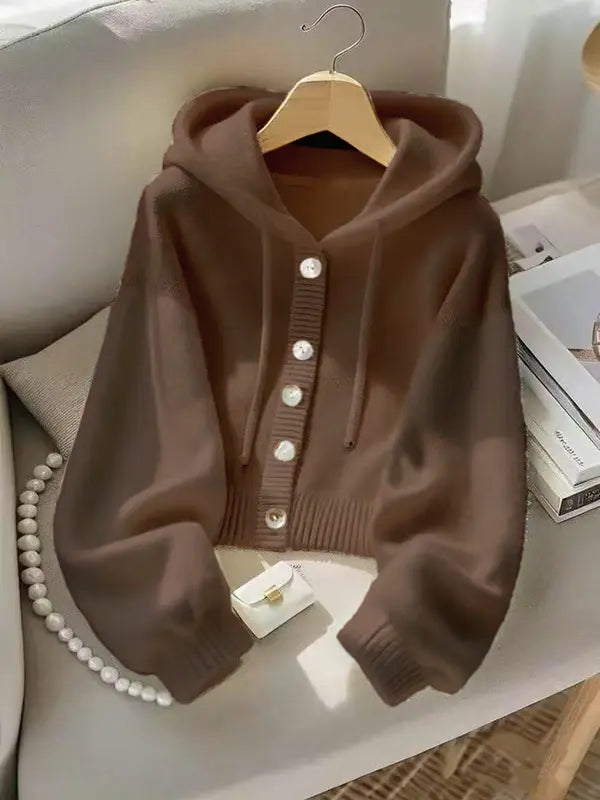 Nouvelle Veste Sweat à Capuche Douce et Confortable Automne-Hiver, Cardigan en Maille Décontracté au Design Unique Style Paresseux, Haut Élégant à Manches Longues