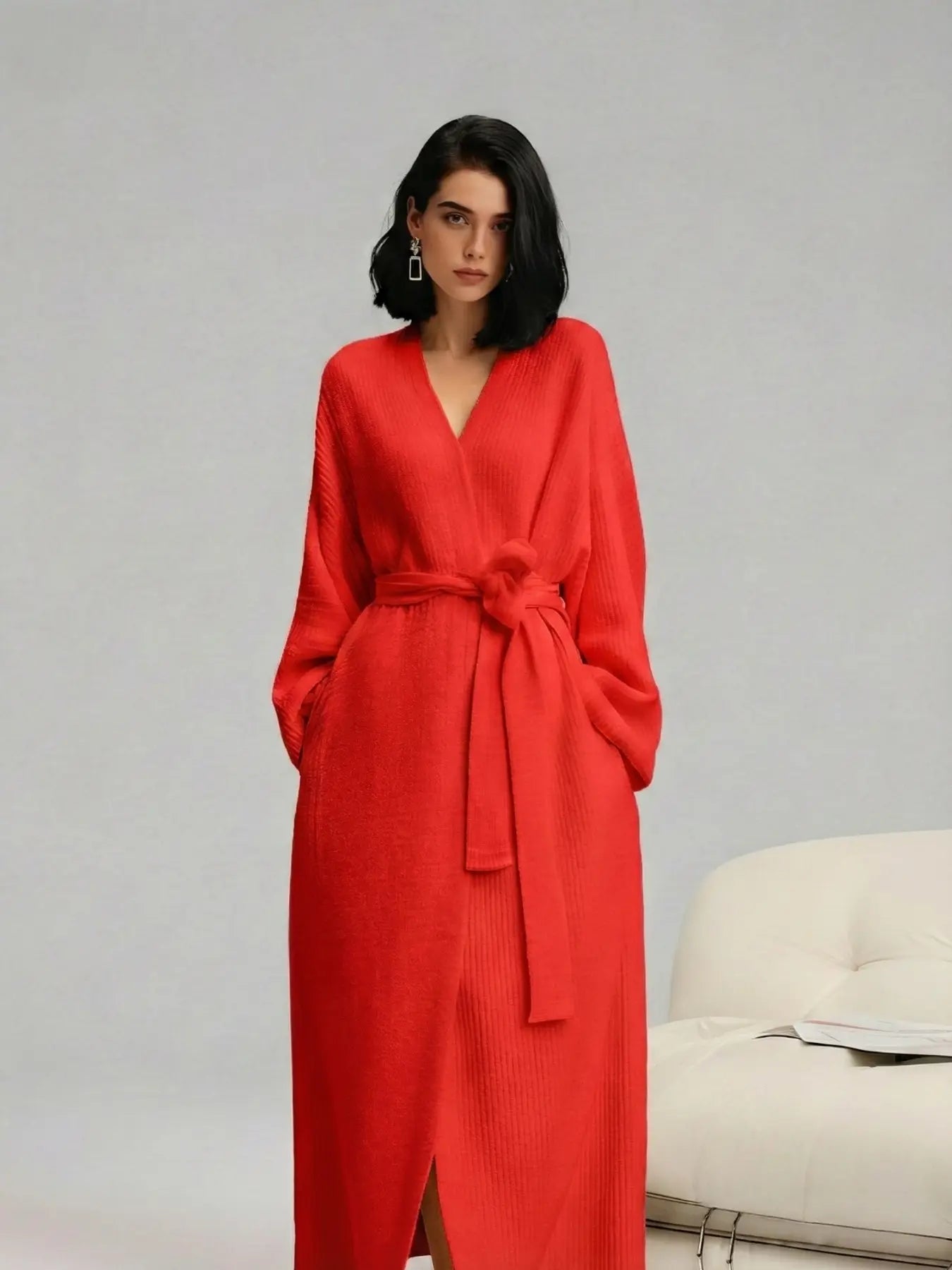[DOUX et moelleux] Peignoir polaire double face pour femme | Vêtements de détente en peluche épais et longs | Pyjama chaud en flanelle pour l'automne et l'hiver | Doux, confortable et portable à l'intérieur et à l'extérieur