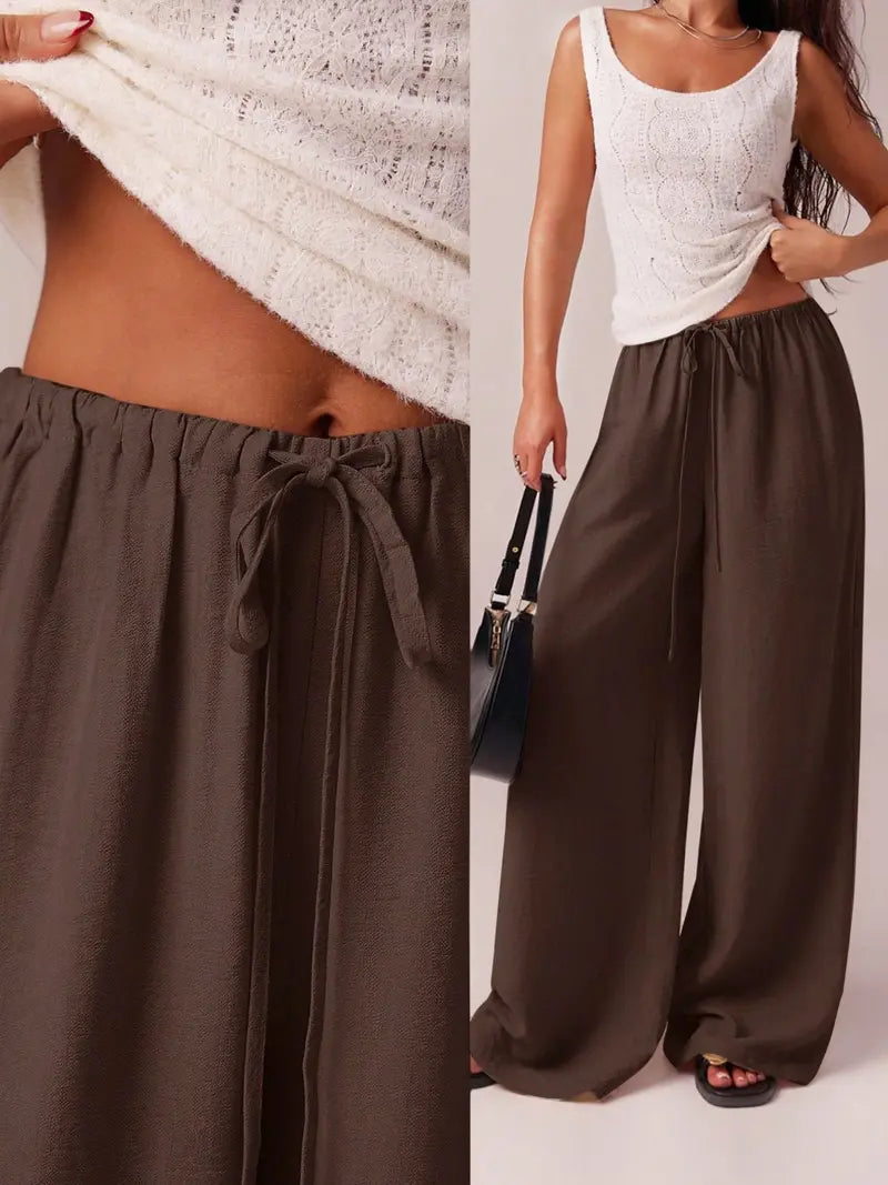 Pantalon uni avec poches pour femme