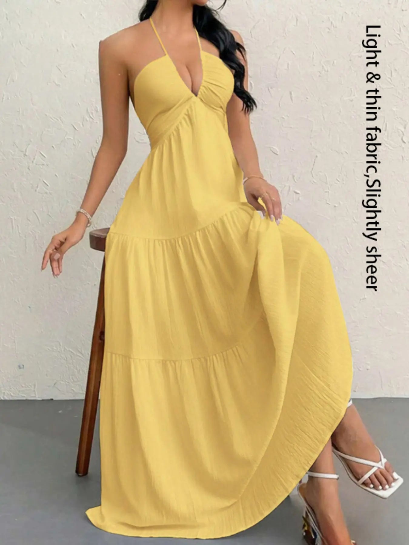 Robe unie pour femme, vêtements d'été pour femme, robe décontractée sans manches et dos nu pour les vacances à la plage, vêtements d'été pour femme