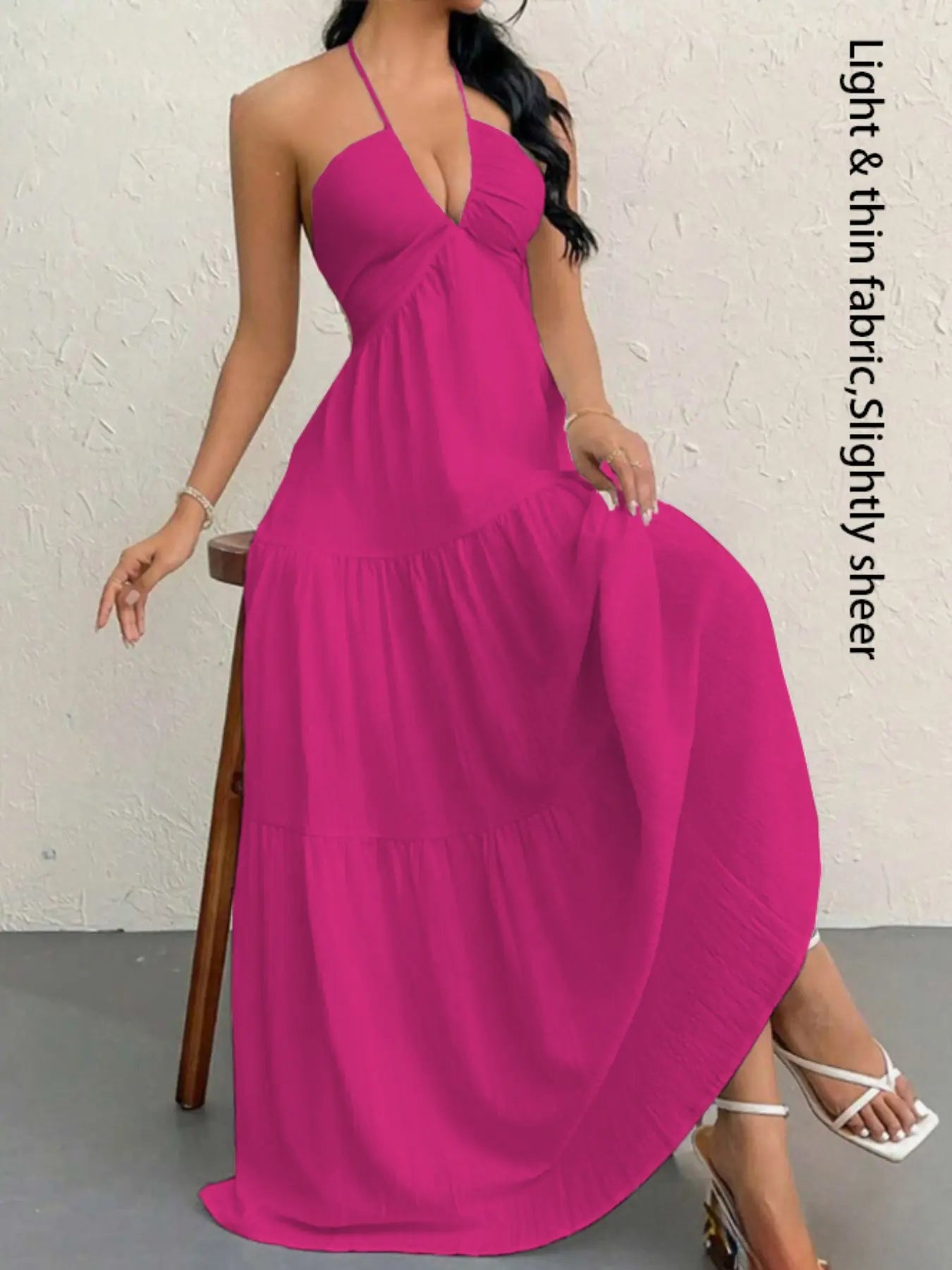 Robe unie pour femme, vêtements d'été pour femme, robe décontractée sans manches et dos nu pour les vacances à la plage, vêtements d'été pour femme