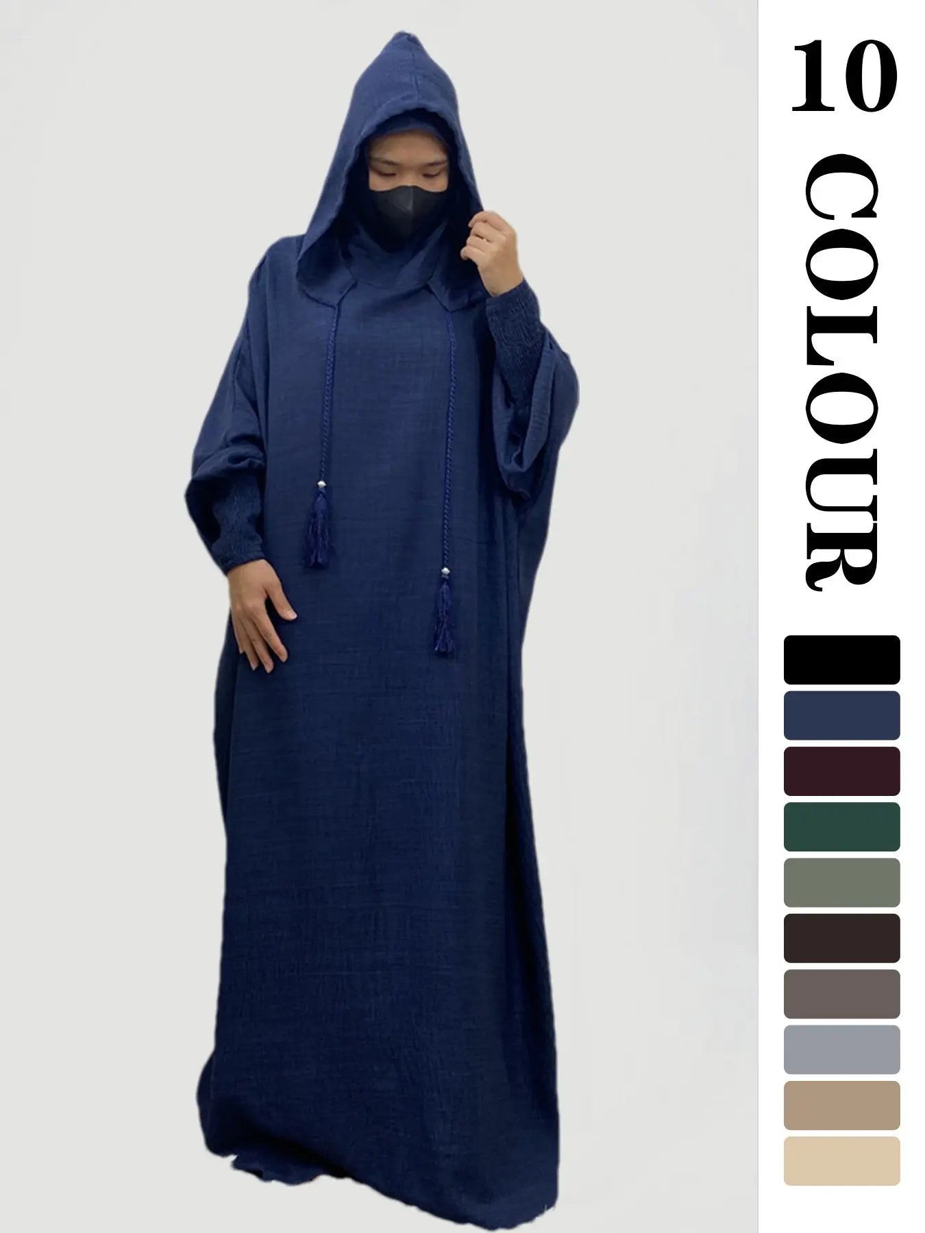 Robe unie à capuche pour femme, robe décontractée à manches longues pour l'automne et l'hiver, vêtements islamiques pour femme à porter au quotidien, vêtements modestes musulmans