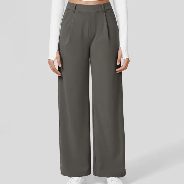 Pantalon de travail droit taille haute avec poches, Tenues d'affaires décontractées pour femmes, Vêtements de sport et de plein air pour femmes