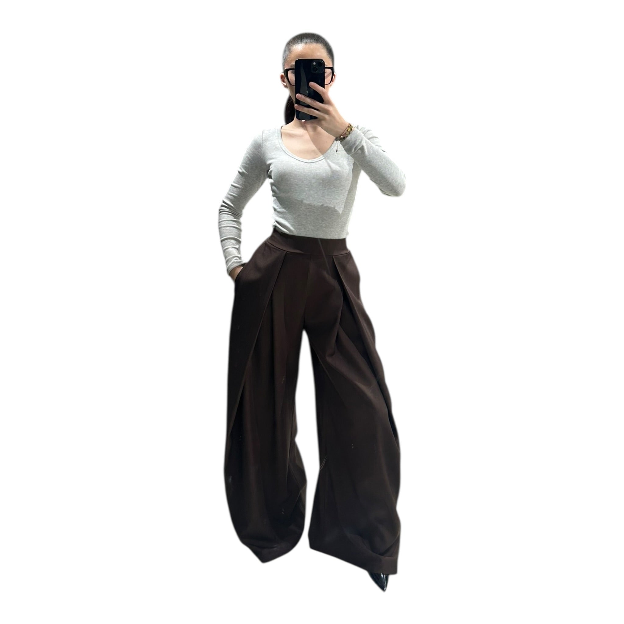 Pantalon Large Femme Taille Haute Fluide Chic Oversize Moderne