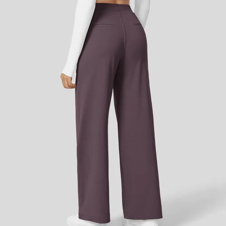 Pantalon de travail droit taille haute avec poches, Tenues d'affaires décontractées pour femmes, Vêtements de sport et de plein air pour femmes