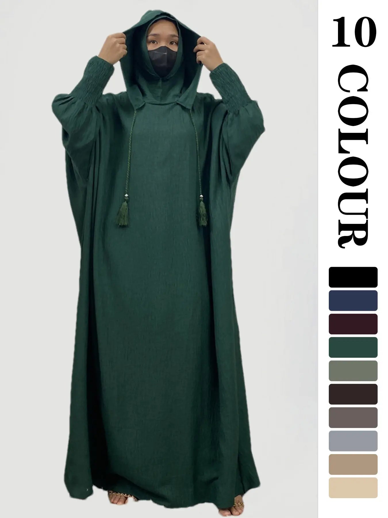 Robe unie à capuche pour femme, robe décontractée à manches longues pour l'automne et l'hiver, vêtements islamiques pour femme à porter au quotidien, vêtements modestes musulmans