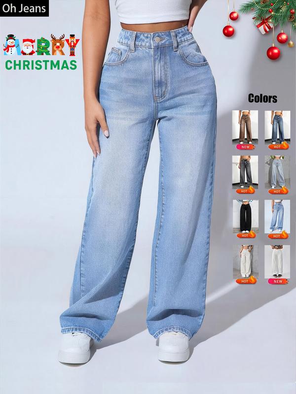 Jean en jean avec poches et taille élastique pour femme, pantalon décontracté et confortable pour toutes les saisons, parfait pour toute occasion décontractée, vêtement en jean