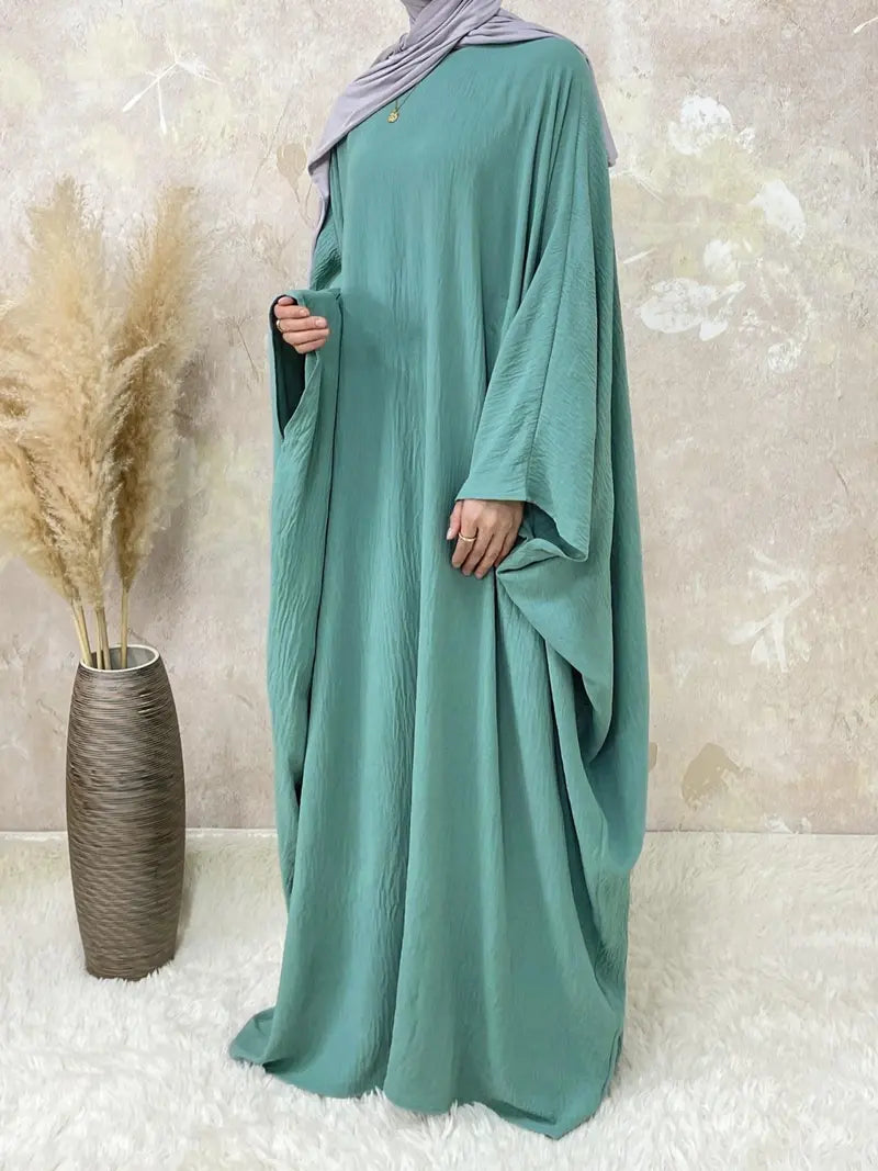 [Grandes Tailles] Abaya unie pour femmes, robe modeste à col rond et manches longues pour le quotidien, vêtements islamiques pour femmes pour toutes les saisons