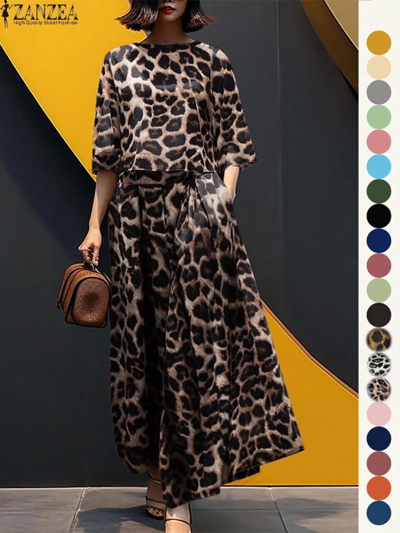 Ensemble deux pièces haut et pantalon large pour femme, haut et pantalon décontractés, mode minimaliste, confortables, à manches trois quarts, pour tous les jours en extérieur, vêtements pour femmes toutes saisons