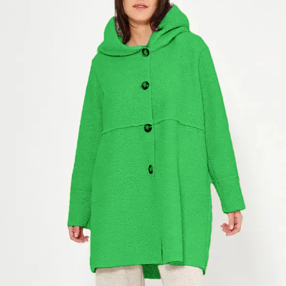 Manteau à capuche boutonnable pour femme automne/hiver, élégant et polyvalent, adapté à diverses occasions.