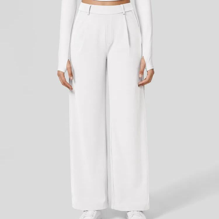 Pantalon de travail droit taille haute avec poches, Tenues d'affaires décontractées pour femmes, Vêtements de sport et de plein air pour femmes