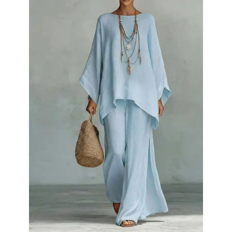 Nouvel ensemble femme : chemise ample et pantalon large