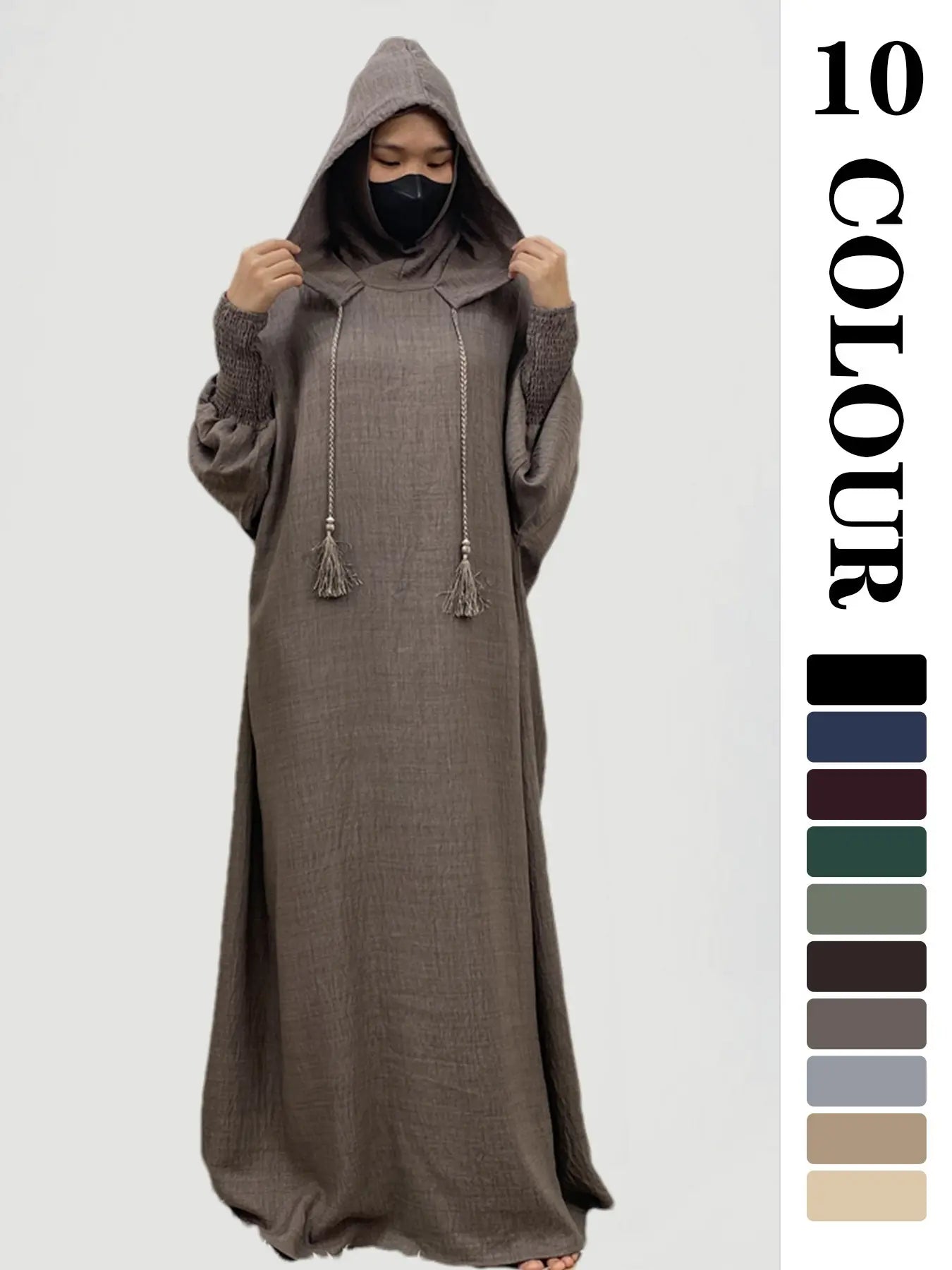 Robe unie à capuche pour femme, robe décontractée à manches longues pour l'automne et l'hiver, vêtements islamiques pour femme à porter au quotidien, vêtements modestes musulmans