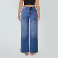 Magic SHAPUM Mid Low Waist BBL Jeans for Women Wide Leg Loose Fit Comfortable Stretchy Denim Pants BLACK B Stretch Denim Tights leg baggy jean