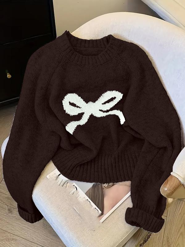 Pull en maille élégant avec nœud pour femme, mode douce automne-hiver, haut pull décontracté épais, design unique, vêtement d'extérieur polyvalent