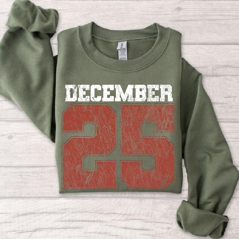 Sweat-shirt de Noël rétro, T-shirt 25 décembre, Vêtements de fêtes, Chemises de Noël pour femmes, Col rond de Noël, Cadeau de Noël, Pull d'hiver