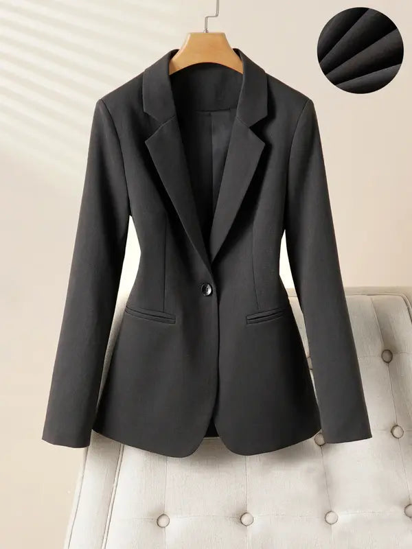 Veste blazer élégante à un bouton pour femme, manteau à manches longues et coupe ajustée pour le bureau, vêtement d'extérieur mode automne et hiver
