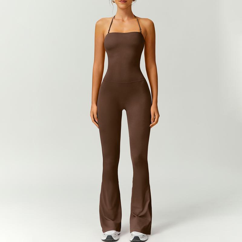 Combinaison Femme Patte d'Éléphant Dos Nu Moulante – Élégante et Confortable pour le Fitness et la Mode,Tenue Athleisure Élégante et Confortable, Rehausse les Fesses, Vêtement de Sport Taille Haute Extensible,combinaison femme