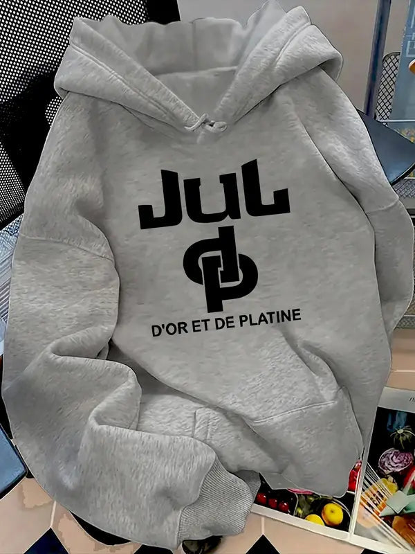 Sweat à capuche imprimé lettres pour femmes, pull décontracté à manches longues pour l'automne et l'hiver, vêtements pour femmes pour un usage quotidien