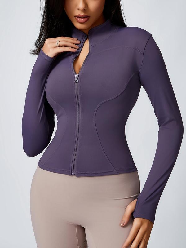 Veste de sport zippée pour femme, haut de sport ajusté à manches longues, vêtements de sport pour femme pour le printemps en intérieur