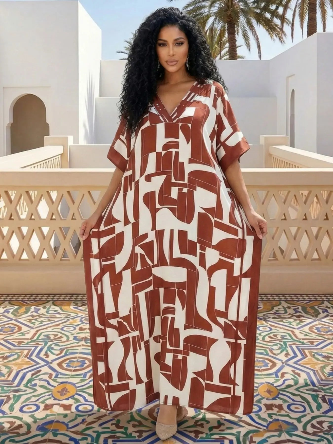 Robe de plage coupe ample imprimé léopard pour femme