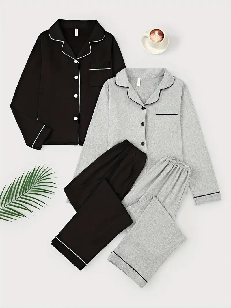 Ensemble cardigan à revers pour femmes, tricot décontracté ample à manches longues, tenue d'intérieur automne et hiver, 2 pièces